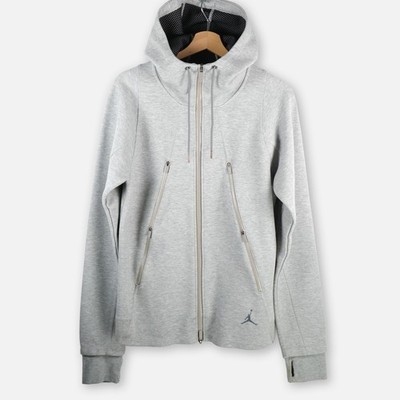 Jordan Tech Fleece Butterfly Hoodie Grey Full Zip High Neck Jacket Men's M *MINT