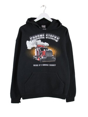 Jerzees 00s Chrome Stacks Trucker Print Hoodie Schwarz XL Herren