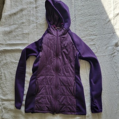 Athleta Rockridge Hybrid Jacket Purple Quilted Insulated Hooded Puffer Small