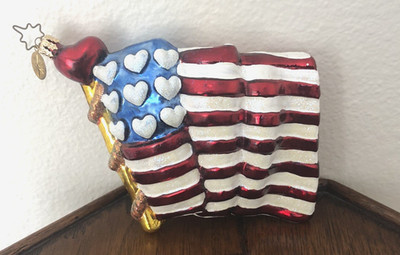 Christopher Radko Vintage 2003 ''Heart Spangled Banner'' Patriotic Flag Ornament