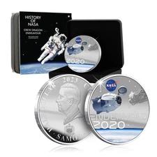 NASA 50mm Silver Plated Coin 2023 Samoa Half Dollar Limited Edition - Endeavour