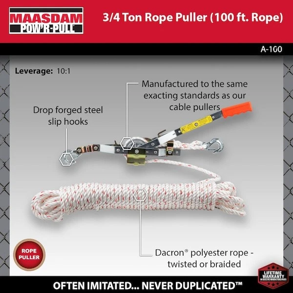 Maasdam A-100 100 Ft. Rope Ratchet Puller With 19 In. Handle - Image 2 of 4