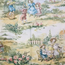 Vtg Reminiscence by Free Spirit 100% Cotton Victorian Children Playing ~ 2 Yards