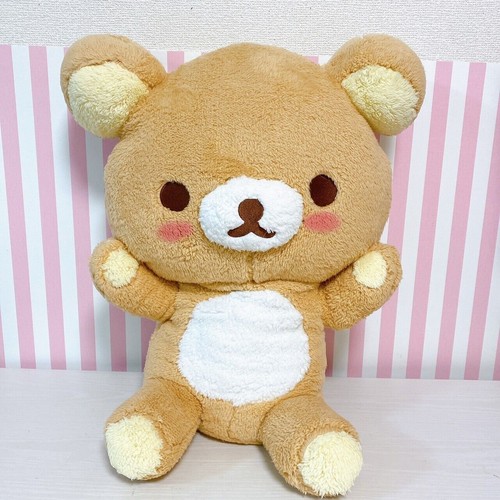San-X Rilakkuma Plush Soft Stuffed Toy Brown Bear Fluffy Cheeks Kawaii XL Japan - Picture 16 of 24