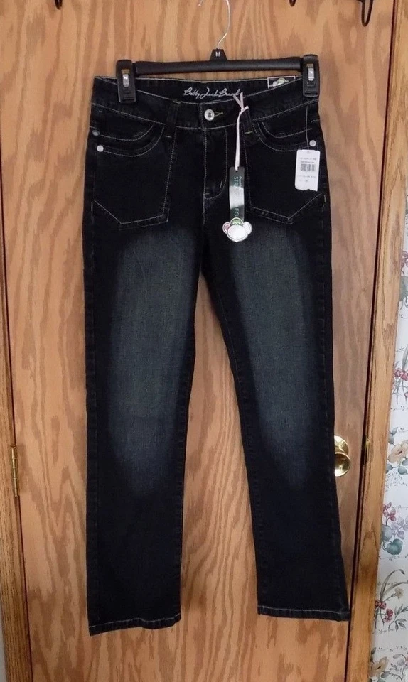 女孩牛仔裤 12 码 BOBBY JACK MONKEY 蓝色牛仔裤直筒全新带标签 — 第 2/3 张图片