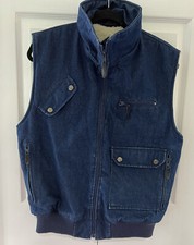 Vintage WC Sports Outerwear Sherpa Lined Denim Vest Size Small