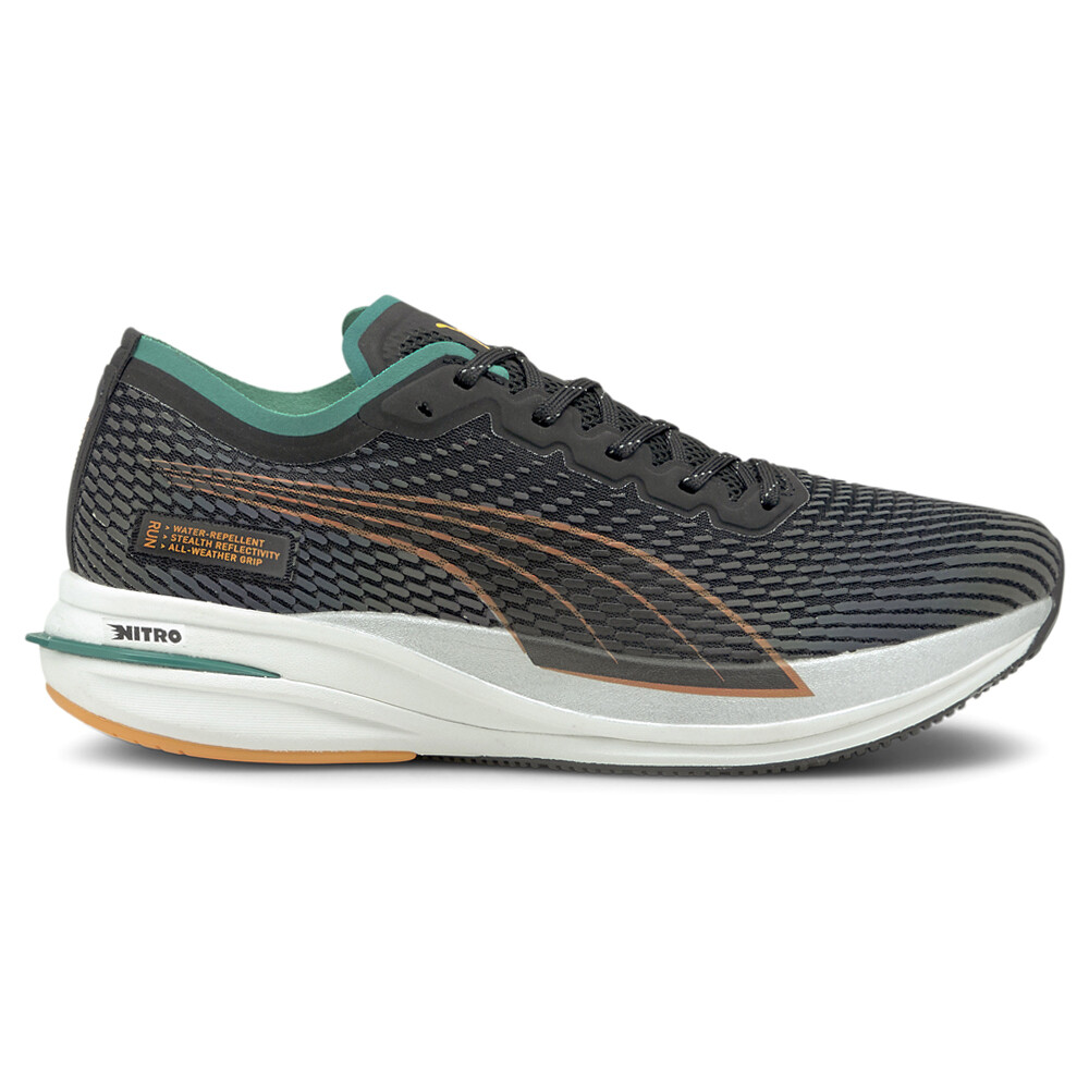 Puma Deviate Nitro WTR Waterproof Mens Black Running Sneakers Athletic Shoes 19557