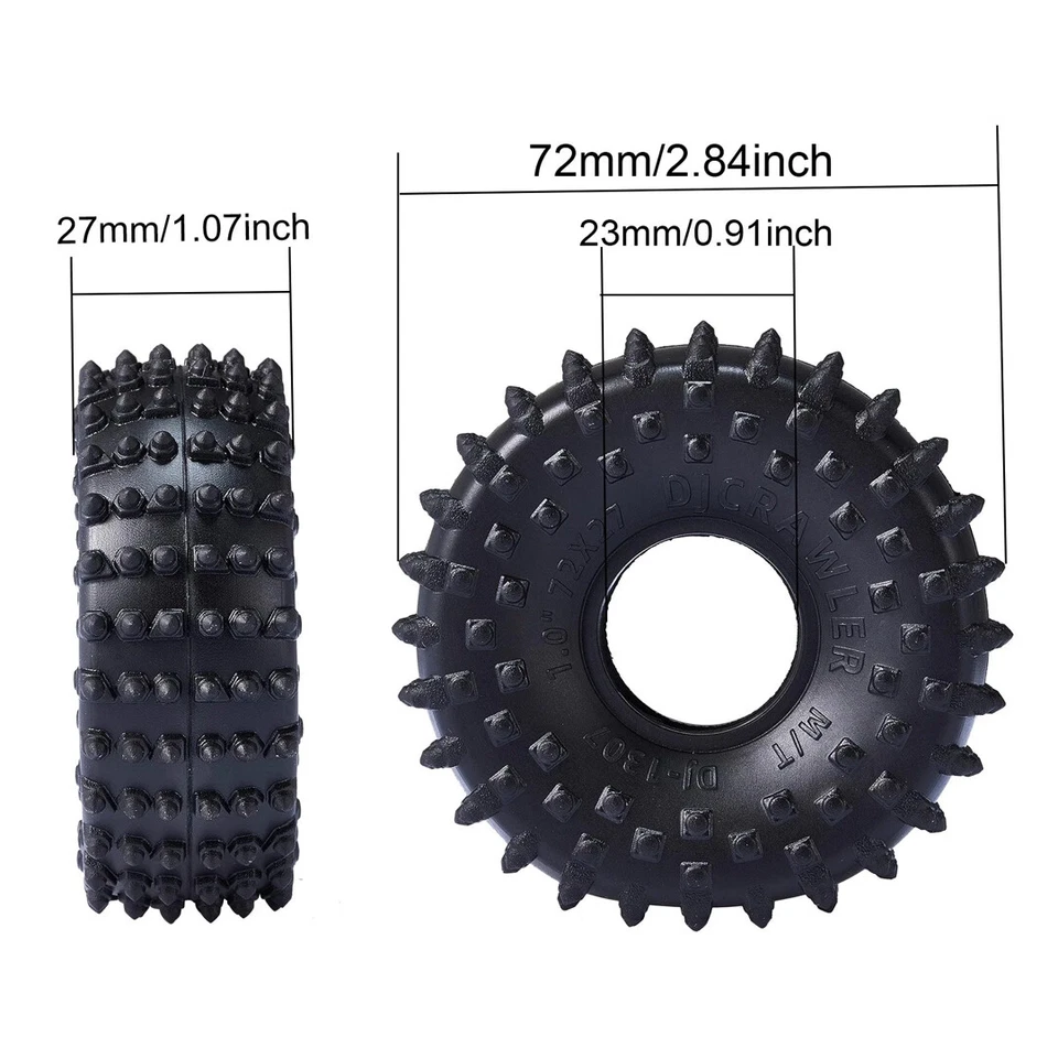GPM Widen 1.0" Nailed Rubber Tires 72x27mm w/Foam Inserts (4) for TRX4M / SCX24 - Image 2 of 4