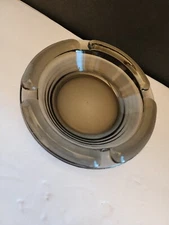 Vintage MCM Round Smoked Glass 4 Slots Ashtray 4"