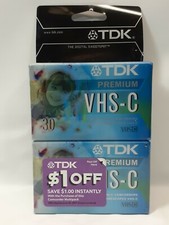 Lot Of 2 TDK Premium 30 VHS-C Camcorder Cassette Tapes - Brand New