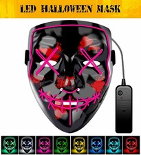 Amazing LED Purge Mask Halloween Party Masks Light Up Neon Glow In The Dark Rave