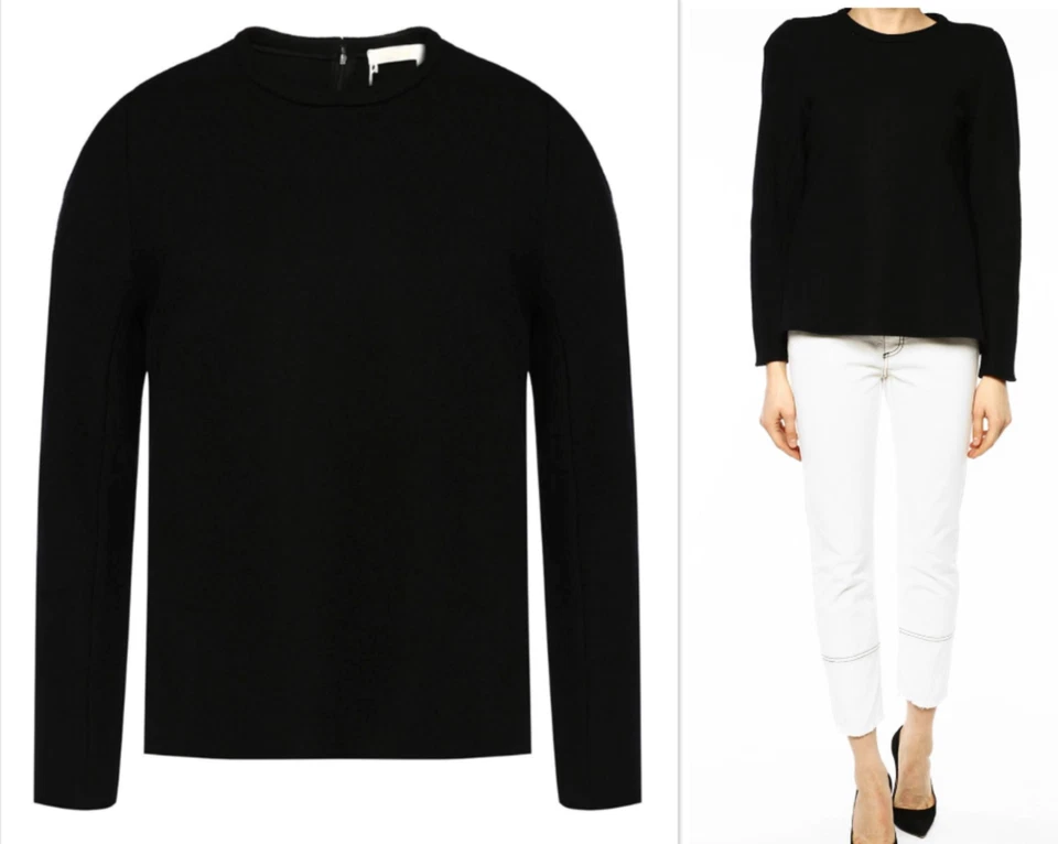 Chloé Women's Iconic Crewneck Washed Wool Jersey Zip Pullover Pulli Sweater 34