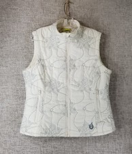 Isis Stars & Swirls Quilted Vest Fleece Lined Full Zip Fitted Ivory Womens 14