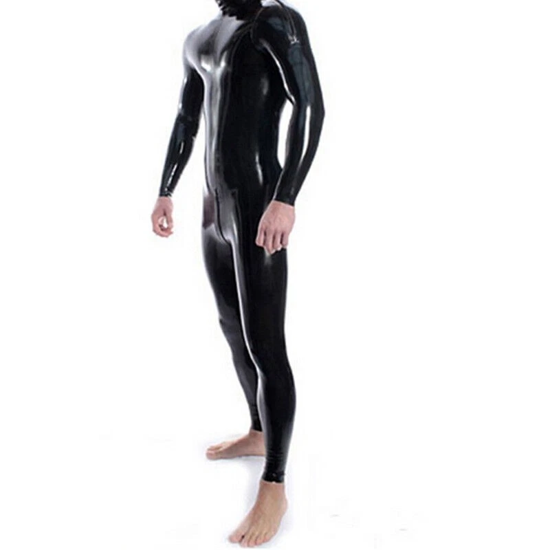Hombres Látex Gato Pecho y Entrepierna Cremallera Zentai Goma Body Personalizado BDSM Foto 2 de 4