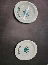 Vintage pair of rare ashtrays green and white. Made in Japan.