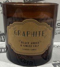 Graphite Black Amber & Ginger Lilly Large Soy Wax Candle Strong Scent 575g 3Wick