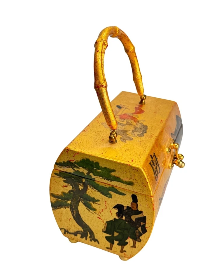 Cartera Carolyn Dauner 1975 W vintage hecha a mano con mango de bambú inspirado en Asia Foto 2 de 4