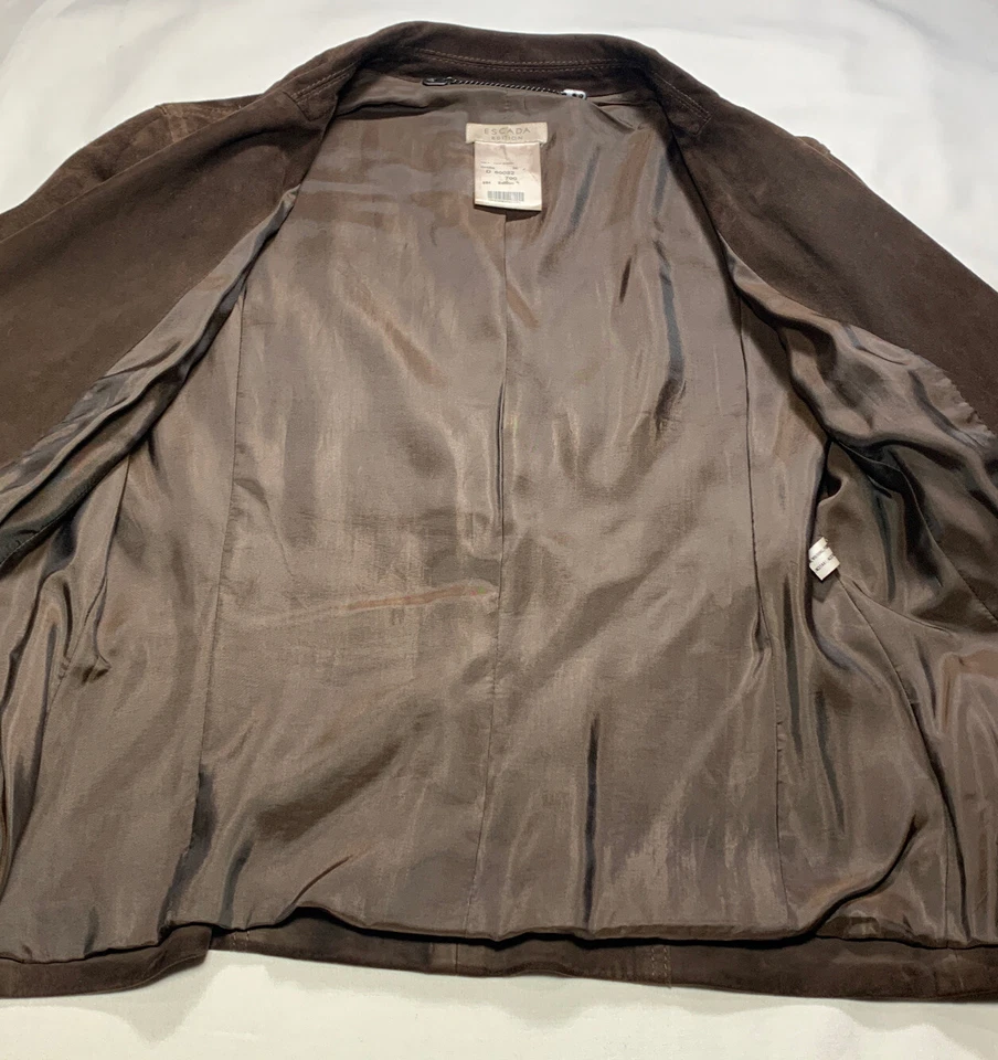 Chaqueta de Gamuza EDICIÓN ESCADA Talla 36 EUR Marrón Abotonada Hecha en Alemania Foto 3 de 4