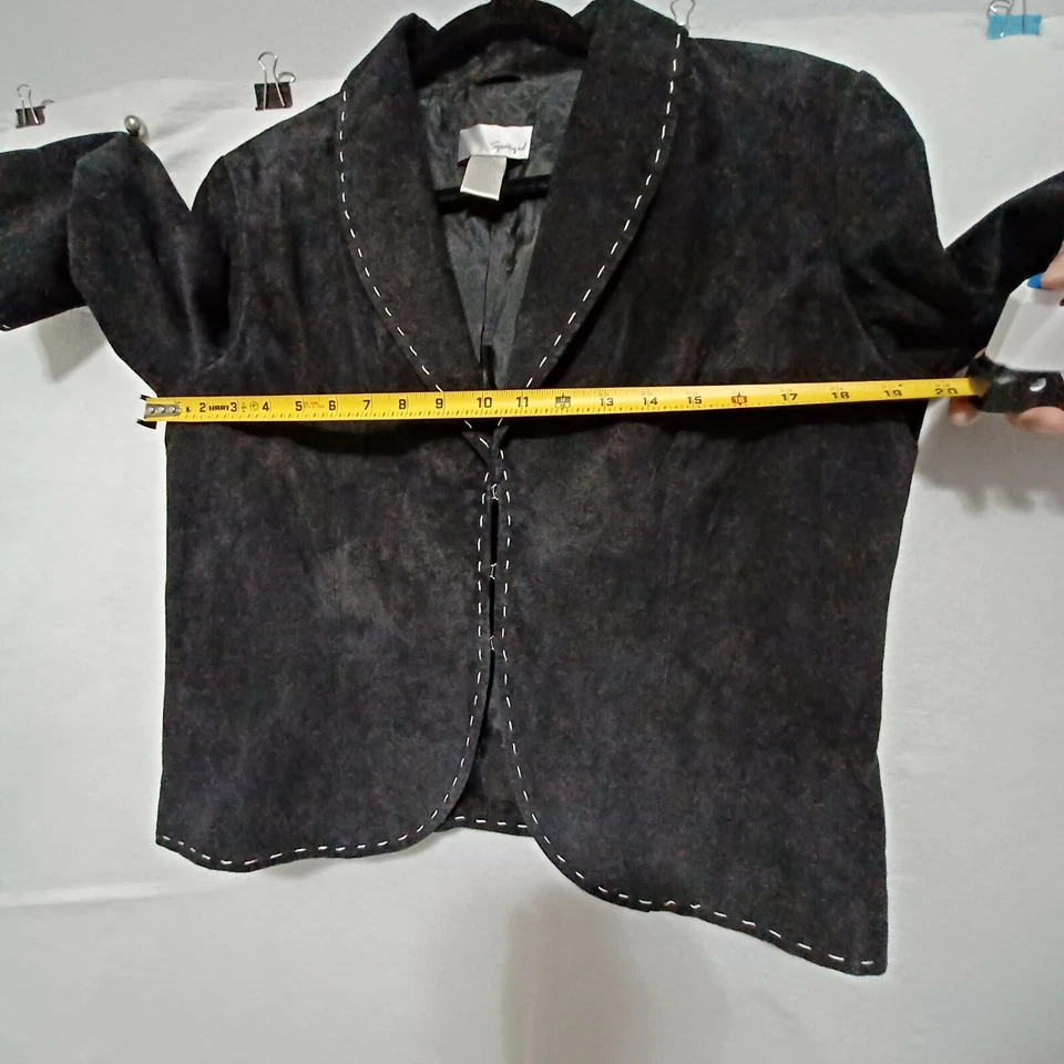 Chaqueta de gamuza negra Spiegel para mujer punto en contraste talla 14 Foto 4 de 4