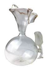 Vaso Vetro Soffiato Brillante Design con Fiore Artigianale cm 12 Made in Italy 