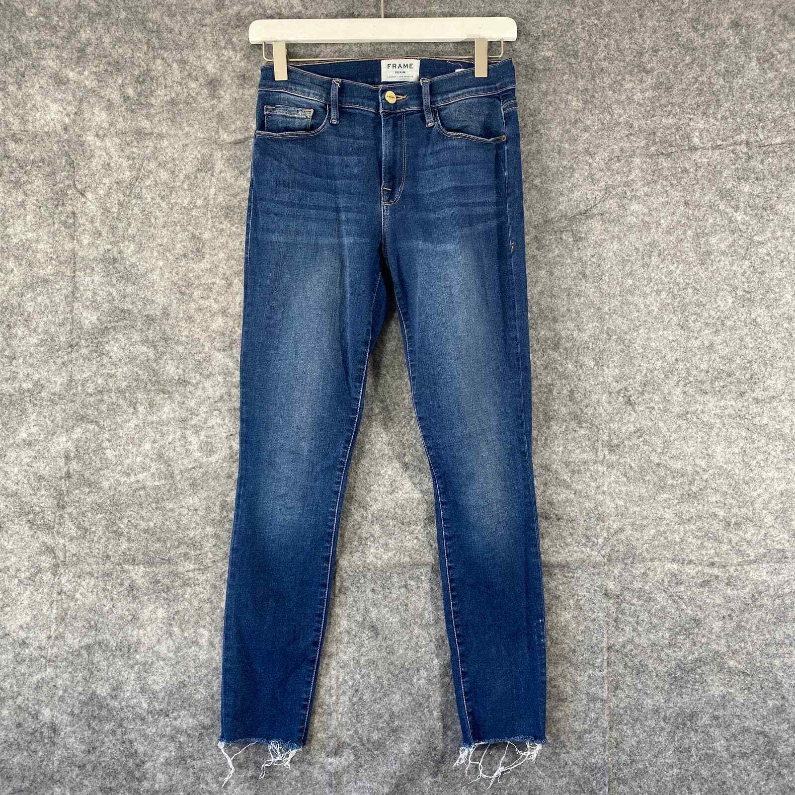 Frame Denim Jeans 28 Blue Le Skinny De Jeanne Crop High Rise