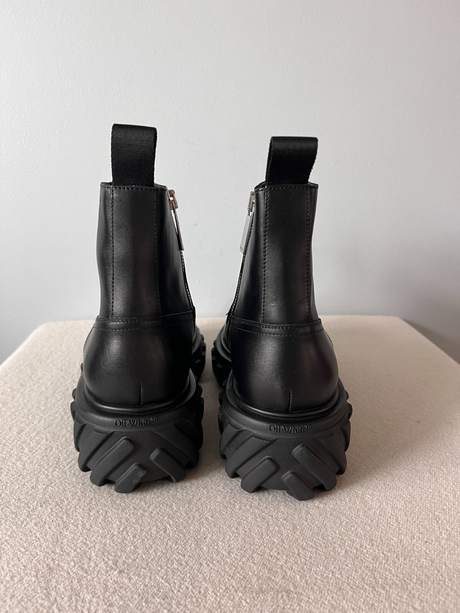 Off White Exploration Motor Ankle Boots - Size 11 - Black - Made