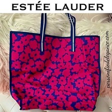 NEW Estee Lauder Pink Navy Floral Large Tote Bag