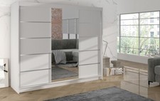 ELUKS - Delin Modern Bedroom Sliding Door Wardrobe with Mirror