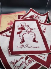 Vintage Mr. Pickwick Dickens Characters Cocktail Napkins—Set of 6—Circa 1960s