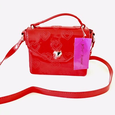 Betsey Johnson Red Top Handle Bag Crossbody Heart Design Bag
