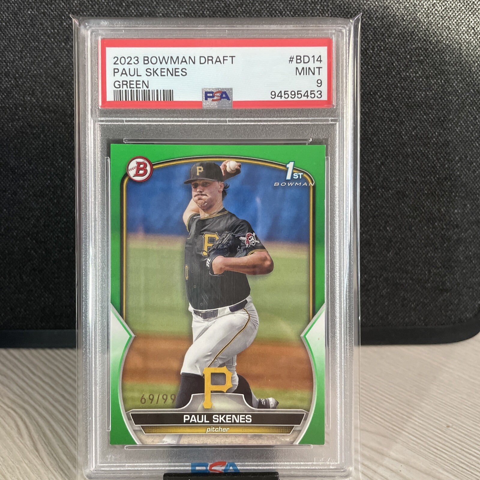 🔥 2023 Bowman Draft Paul Skenes 1st Green 69/99  PSA 9 🔥