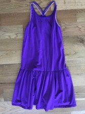 Lands End Girls PURPLE Summer Dress, Solid Straps, Size Large 14 , Soft - EUC