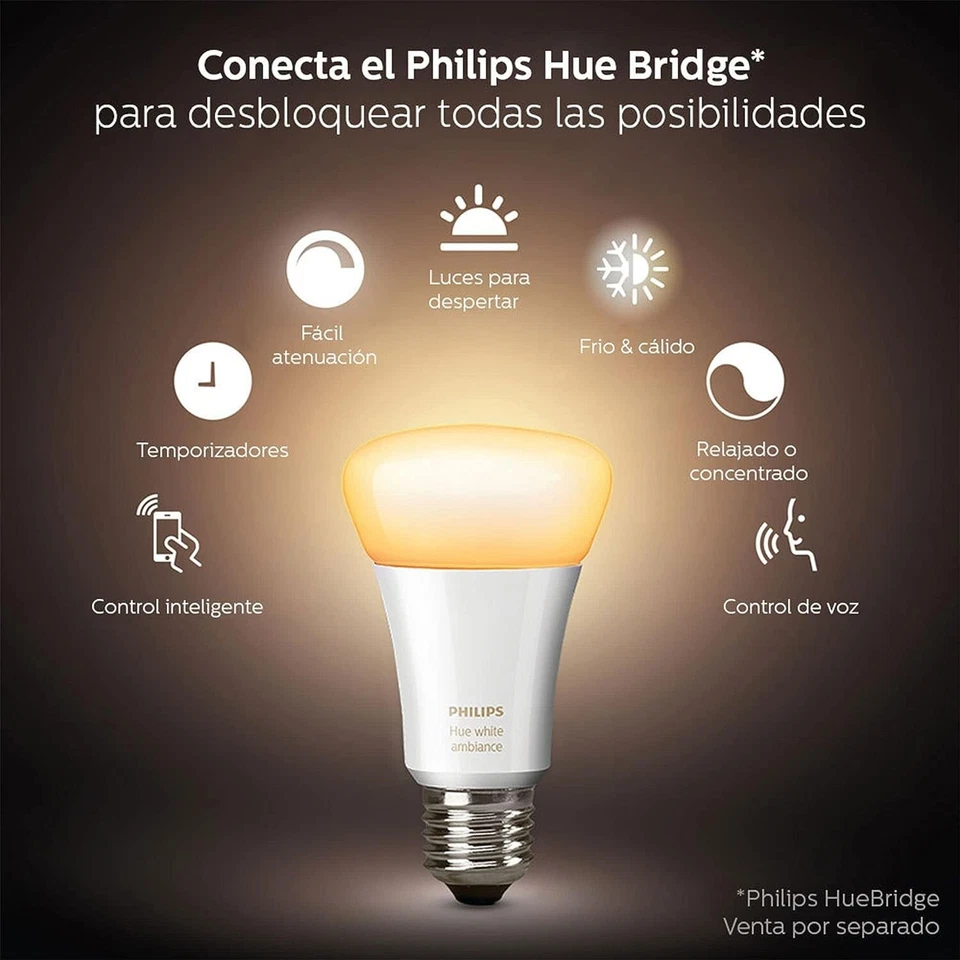 Philips Hue White Ambiance A21 High Lumen Smart Bulb 1600LM-E26 Indoor 2 pack - Image 2 of 4