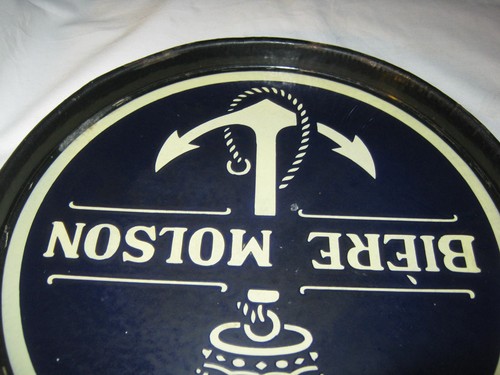 ANTIQUE MOLSON PORCELAIN SIGN BAR TAVERN ART BOTTLE BEER TRAY SEA ANCHOR CROWN - Picture 3 of 6