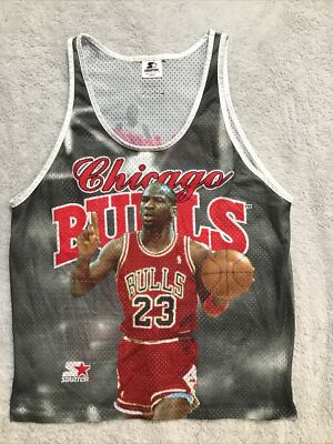 BULLS ジャージ タンクトップ 23 JORDAN 大きいサイズ Vintage Hot Starter Chicago Bulls Michael Jordan 23 Tank Top AOP
