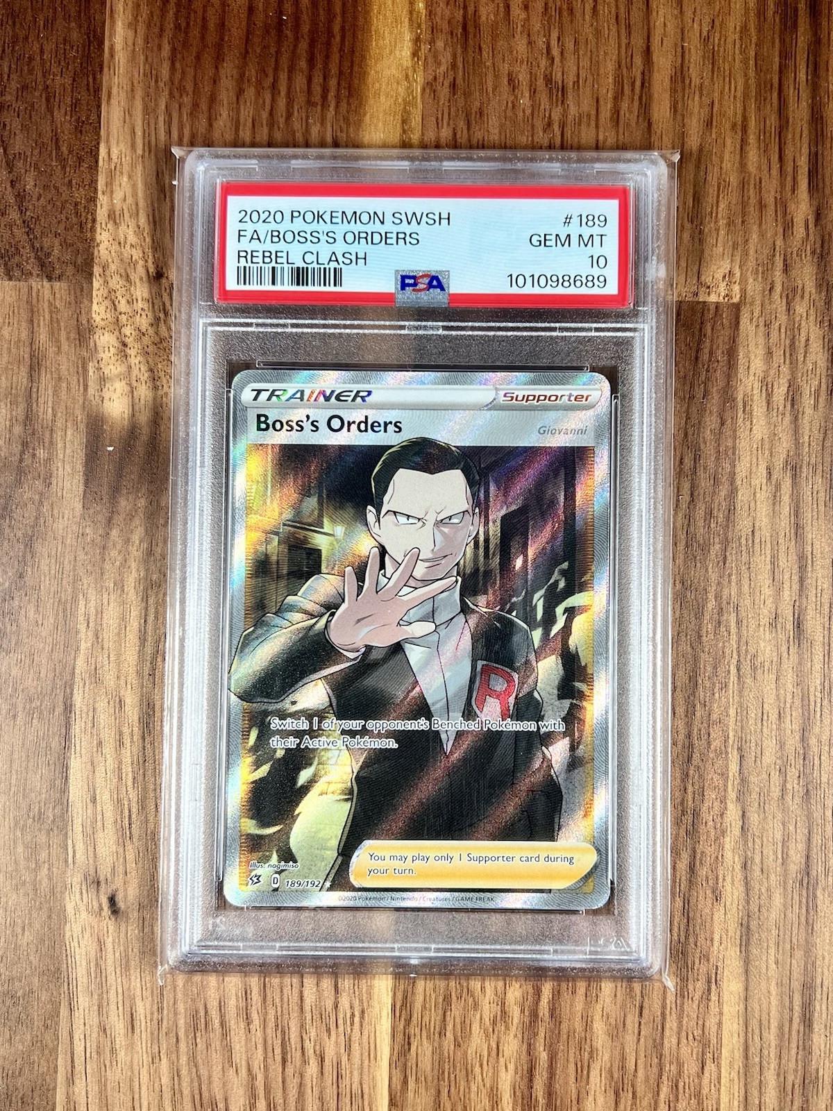 PSA 10 - Boss's Orders (Full Art) 189/192 Swsh02: Rebel Clash Pokemon English