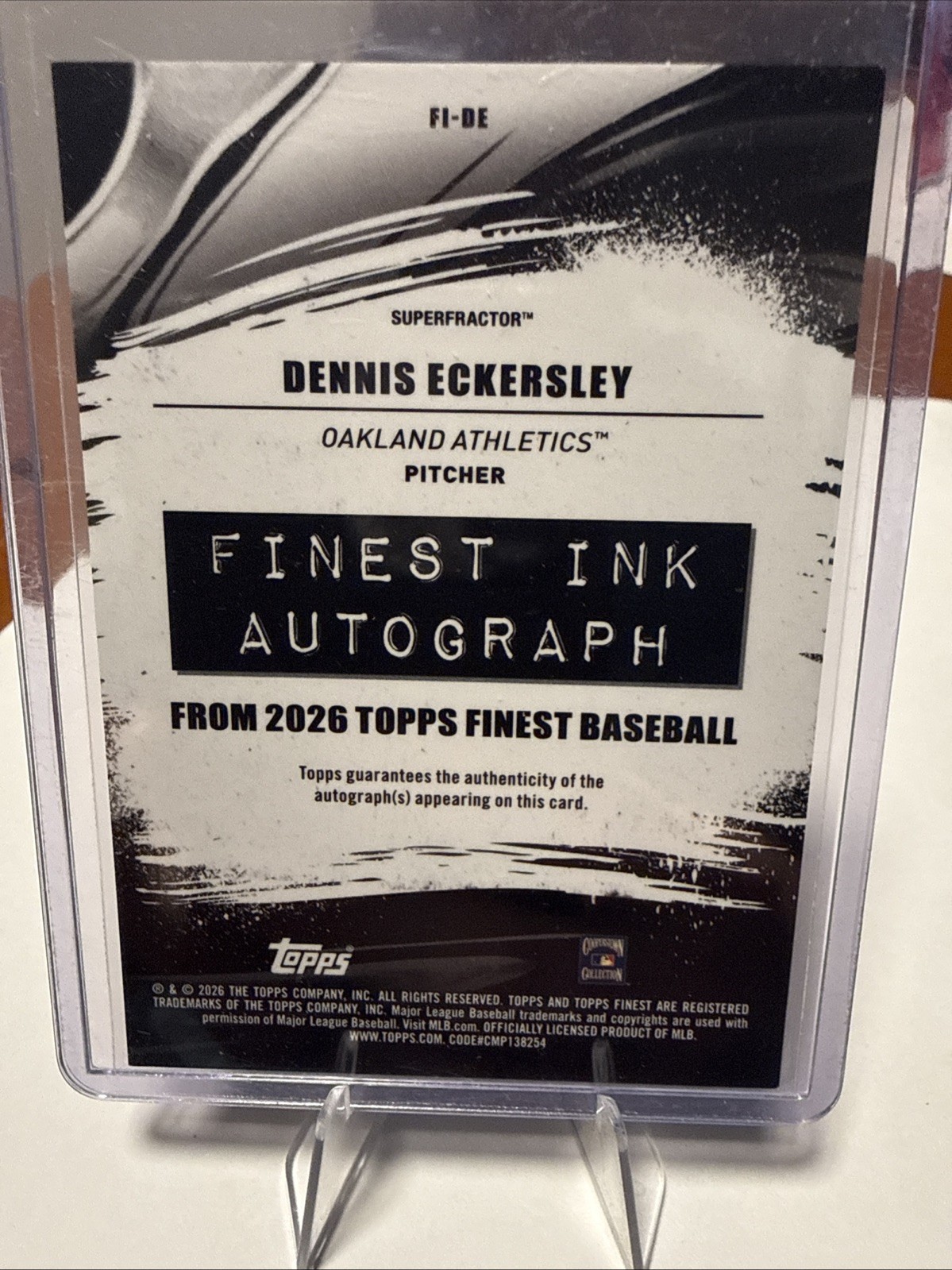 2026 Topps Finest Dennis Eckersley on card auto  1/1 Superfractor Gold Vinyl view 2