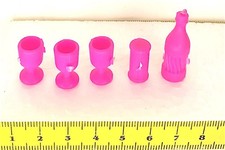Barbie 90s Mattel Set Flasche + Gl&auml;ser 5-teilig Pink Fuchsia B1120