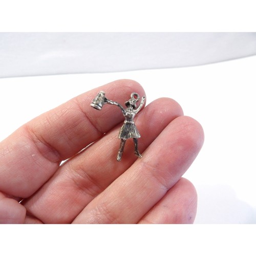 Sterling silver cheerleader charm, miniature bracelet charm, 7/8" length - Picture 12 of 12
