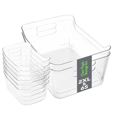 New Best Tiawudi Set of 8 Clear Plastic Storage Bins 2 Extra Large and 6 Small