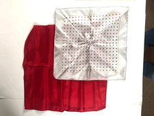 Set of 2 Men's Pocket Squares Solid Red  Silver Red Polka Dot Silk Feel