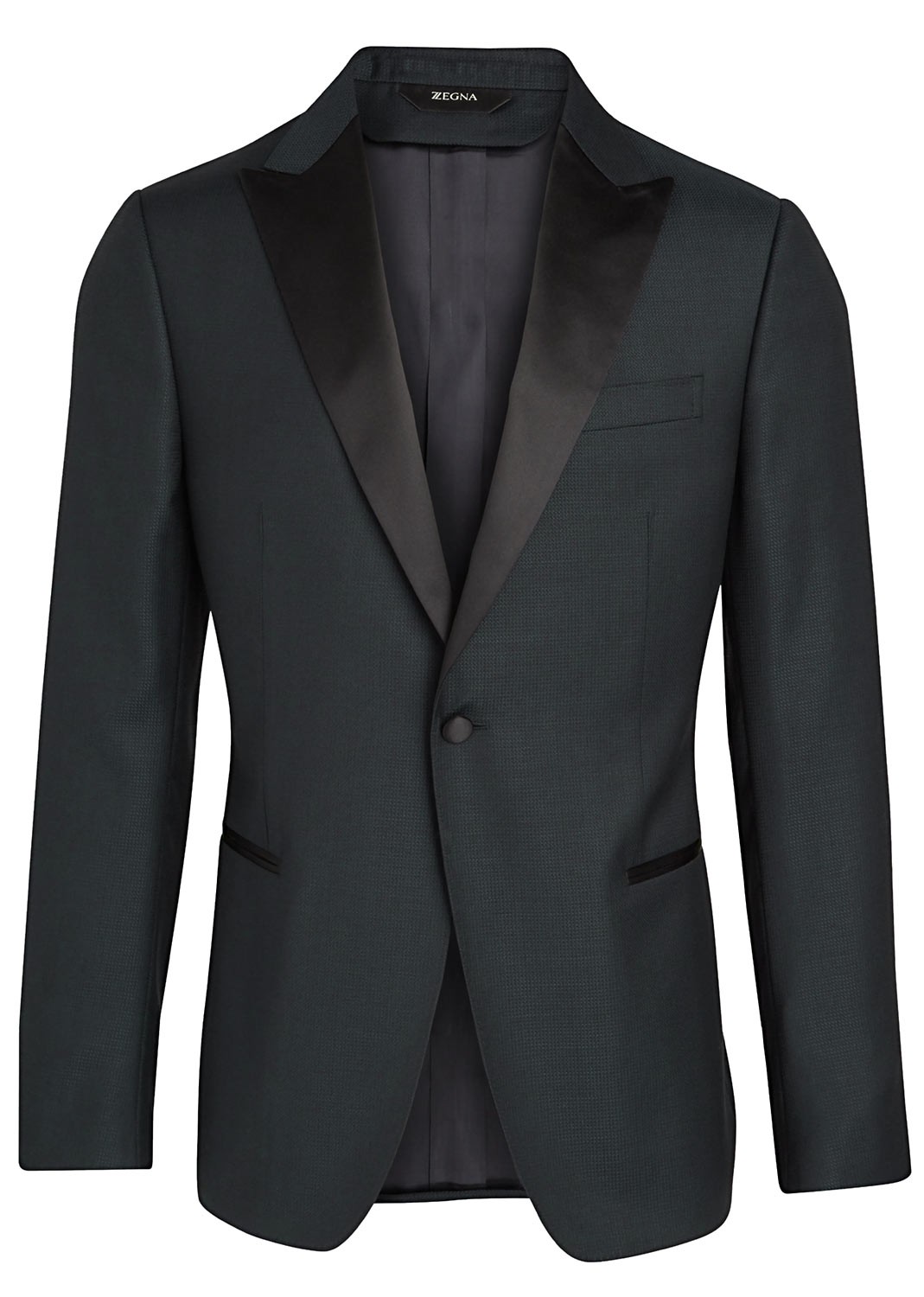 Мужской шерстяной пиджак-смокинг Z Zegna с атласным отворотом, короткий зеленый IT 40 , NWT $1345