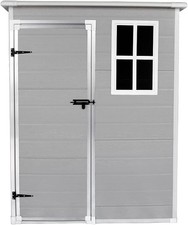 Compact Garden Storage Shed 5x2.6ft Plastic Box with Floor & Vent
