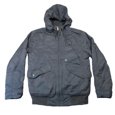 Volcom Scout Jacket Mens M Black Quilted Lined Hooded Bomber Canvas Skater Y2K