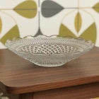 Anchor Hocking Wexford Shallow Round Serving Bowl, Vintage Clear Pressed Glass