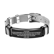 To My Son Bracelet Inspirational Stainless Steel always remember-from dad B
