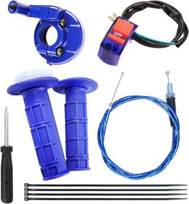22mm 7/8 Mini Bike Handle Grips Throttle Cable Assembly for CT100U Color: Blue