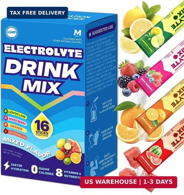 High Sodium Sugar Free Electrolyte Powder Packets, 16 Stick Pack | Hydration Dri