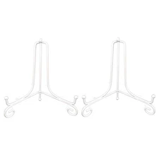 (2 pack 10" Iron Large Plate Stand, White Iron Easel Plate Display Photo Hold...
