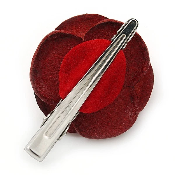 Clip de pico/pinza Concord de cuero rojo tono plata inspirado vintage - Foto 4 de 4